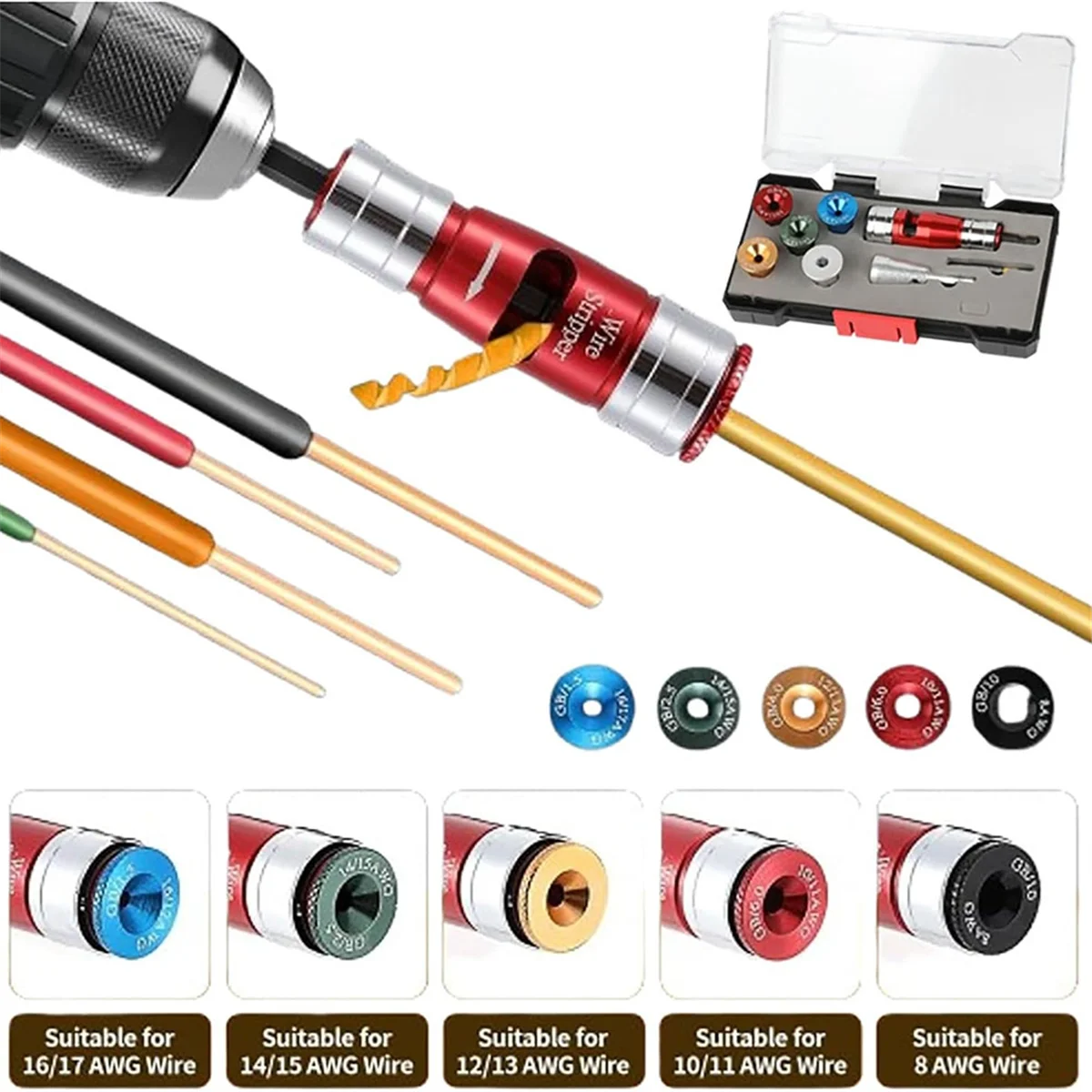 Wire Stripper สําหรับเจาะ, ปอกสายไฟและบิดชุดเครื่องมือสําหรับเจาะ เจาะ Wire Stripper สําหรับ 8/10/12/14/16 AWG