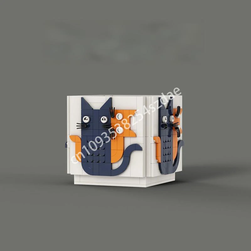 

454 шт. MOC держатель для ручки с изображением кота, строительные блоки, космическая воображение, образование, Рождественская игрушка, подарок, STEM, образовательная, сделай сам, конструкция