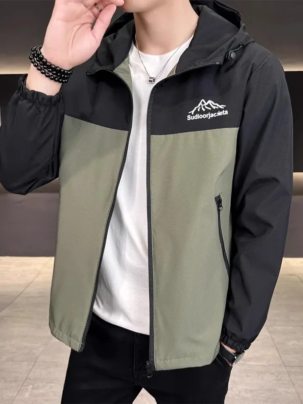 

Мужская демисезонная куртка-худи: легкая, свободная, из дышащего полиэстера, для студентов, модная, городская...