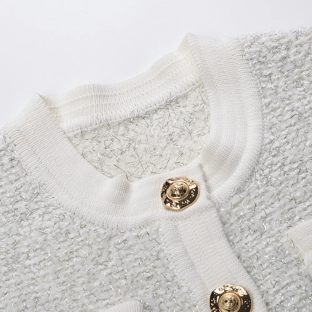 CHUJIE 2025 Otoño Invierno nuevo estilo francés cuello redondo botón de Metal cuatro bolsillos abrigo elegante moda versátil Top