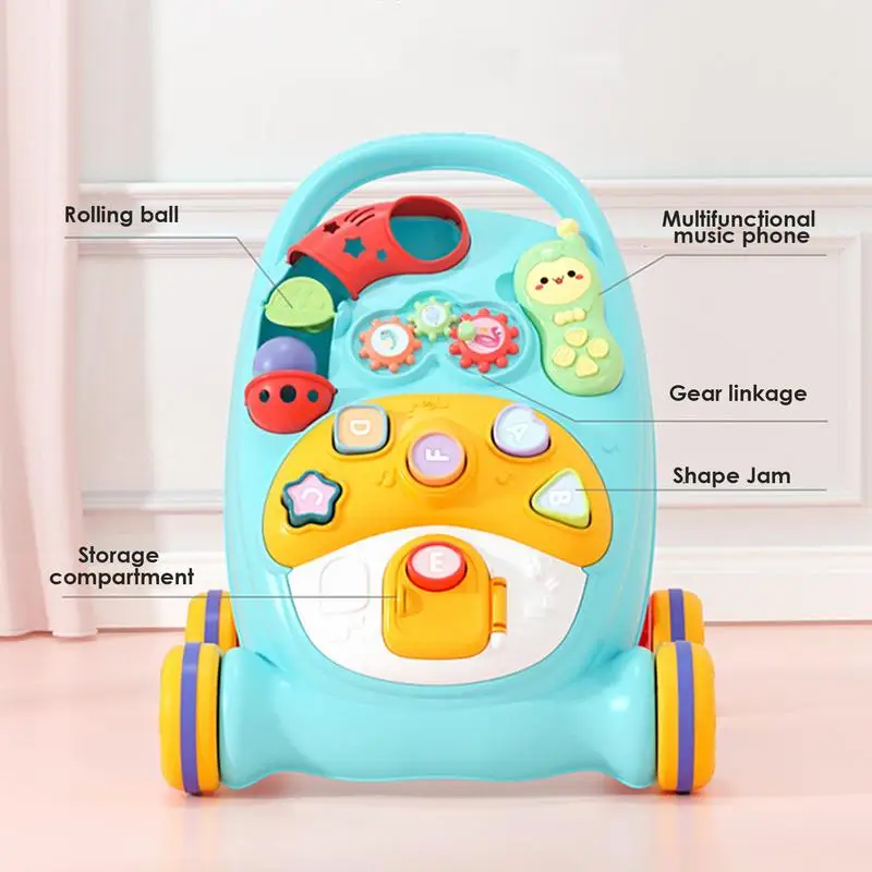 Andador de bebé multifunción con rueda, juguete Musical de dibujos animados, suministros de apoyo para caminar con empuje, juguete de actividades para niños pequeños, regalos