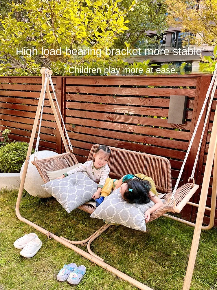 Red Leaf Sandalwood Flower Outdoor Double Hammock Swing Chair With American Country And Art Design, Suitable For Patios And Gard