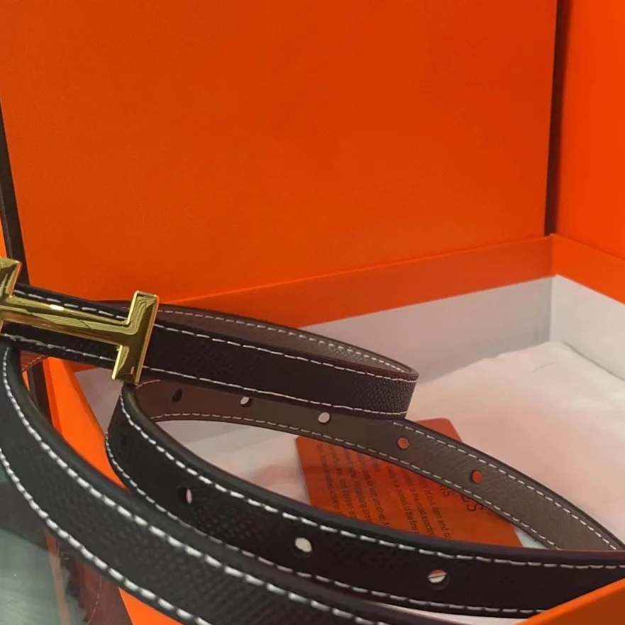 Cinto de couro feminino, fivela suave de alta qualidade, calças de couro de duas camadas com design simples, moderno e casual