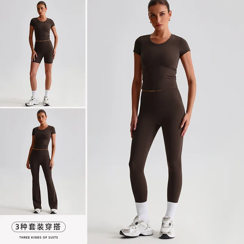 Luo Qi New Brushed Bare Feel Yoga Wear High-Intensity Fitness Wear Pilates Outdoor Running Sports Long-Sleeve Top