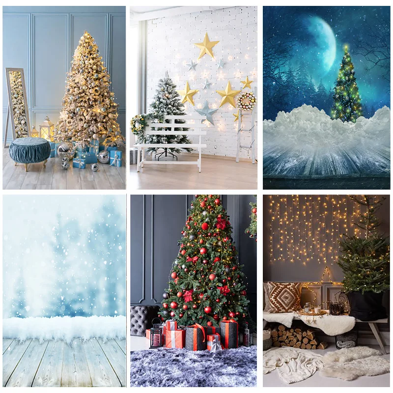 

SHUOZHIKE Christmas Photography Background Christmas tree Fireplace Backdrops For Photo Studio Props SD-05