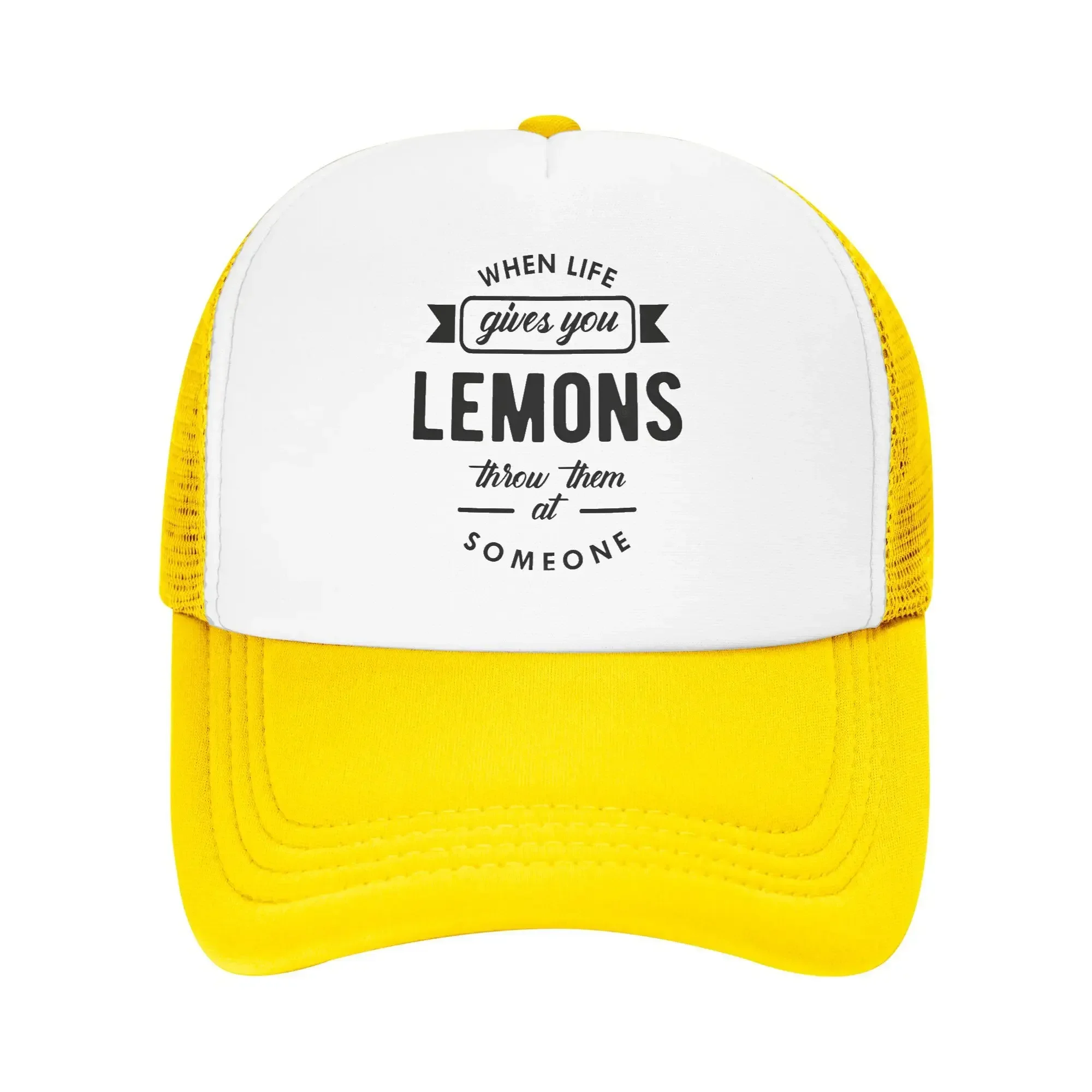Lemon - When Life Gives You Lemons Throw Them Someone Merch Mesh Trucker Hat Summer Outdoor Mesh-back Snapback Cap Stylish