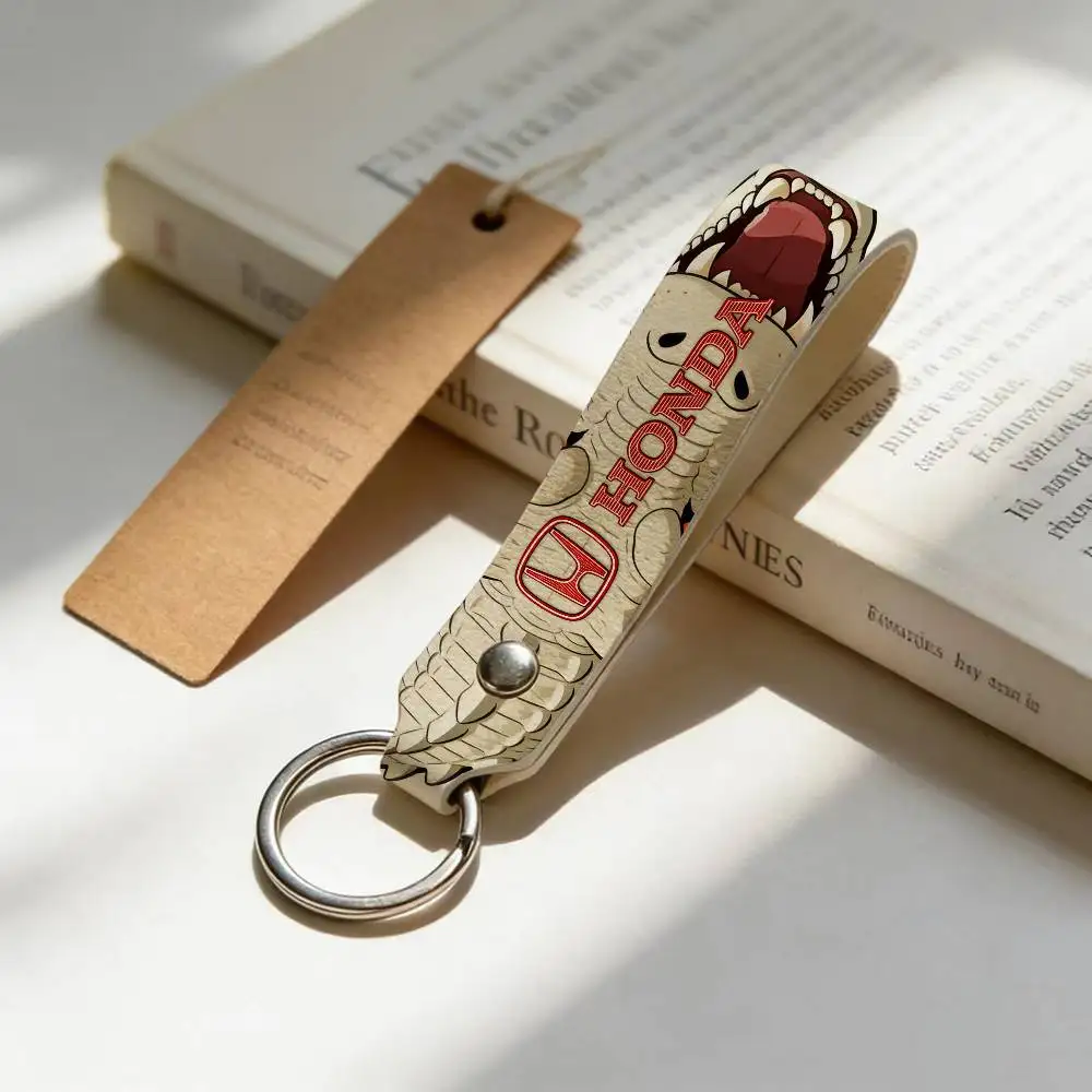 

For Honda PU Leather Motorcycle Keychain Universal Motorbike Key Ring Holder For Riders Men Gift