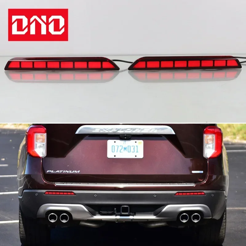 Car LED Rear Bumper Fog Lamps For Ford Explorer 2019 2020 2021 2022 Brake Light Turn Signal Backup Reflector Lamp Taillight 