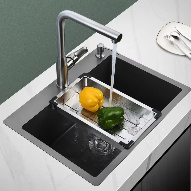 

68X45CM Handmade Kitchen Sink Multifunction 304 Stainless Steel Kitchen Sink