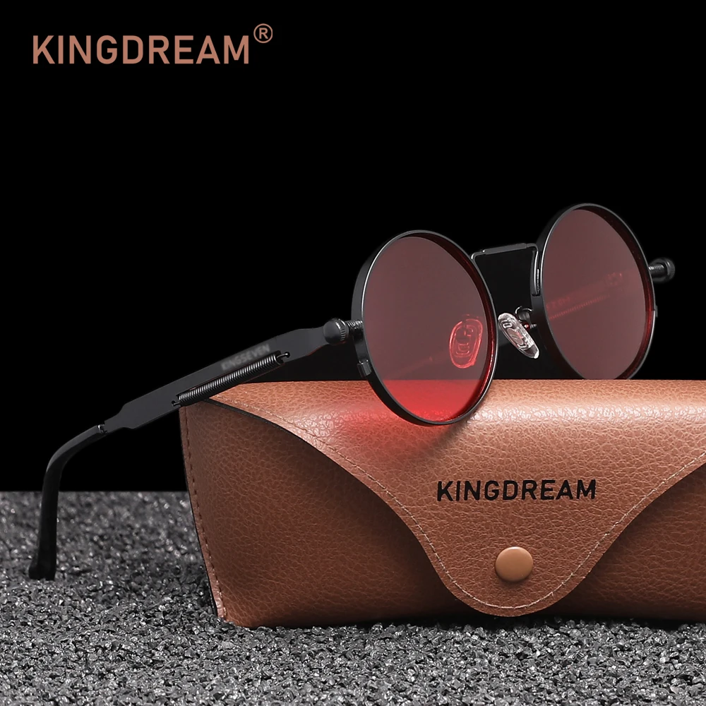 

KINGDREAM поляризационные солнцезащитные очки в готическом стиле в стиле стимпанк, очки в круглой оправе для мужчин и женщин, мужские очки в стиле хип-хоп