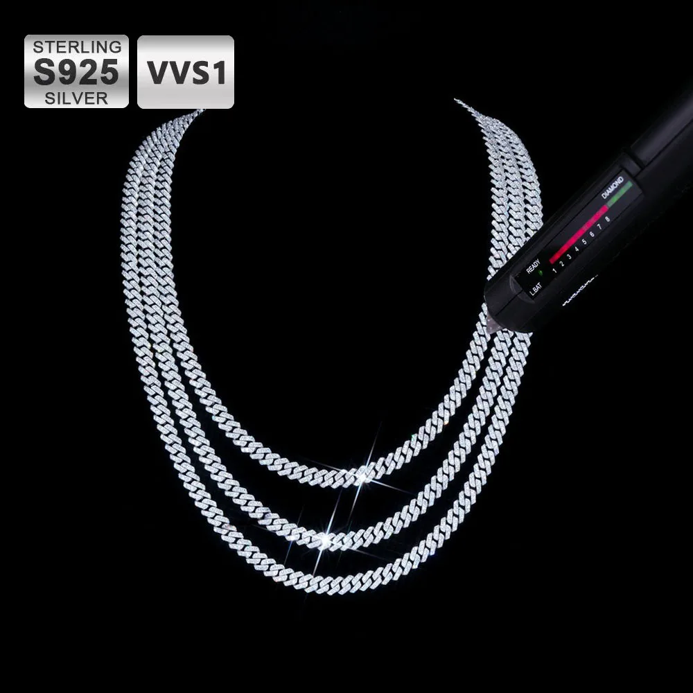 

ICEBLING 6 мм стерлингового серебра S925 муассанит кубинская цепочка хип-хоп Iced Out VVS ожерелье женское с сертификатом GRA