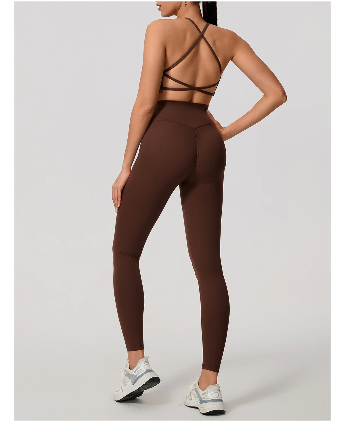 Hearuisavy Damen Workout-Set 2-teilig Sport-BH Hochtaillierte Leggings Rückenfreies Yoga-Top Fitness-Laufhose für Frauen – Detail 28