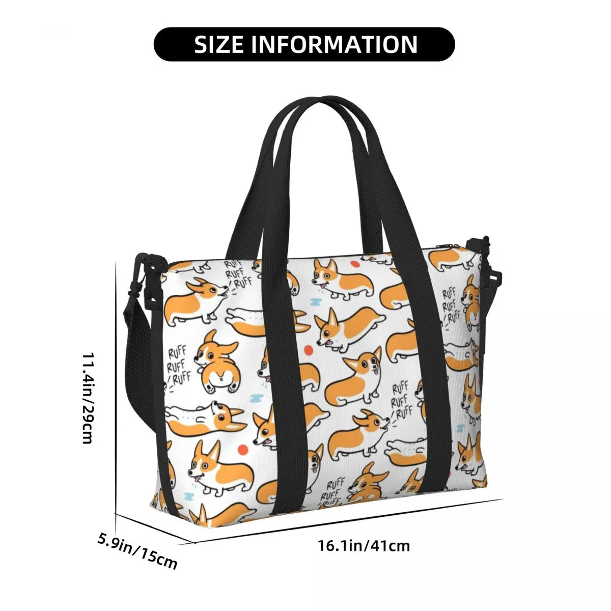 Borsa tote personalizzata Corgis carina per borse da viaggio da spiaggia per palestra di cani Corgi gallese di grande capacità da donna