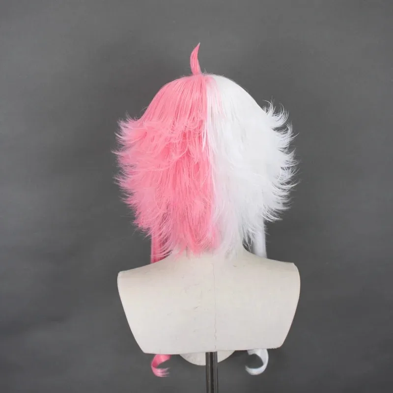DY20Vegapunk Atlas Cosplay Kostüm Haar Kopfbedeckung Rosa Weiß Blockieren Farbe Styling Perücke25