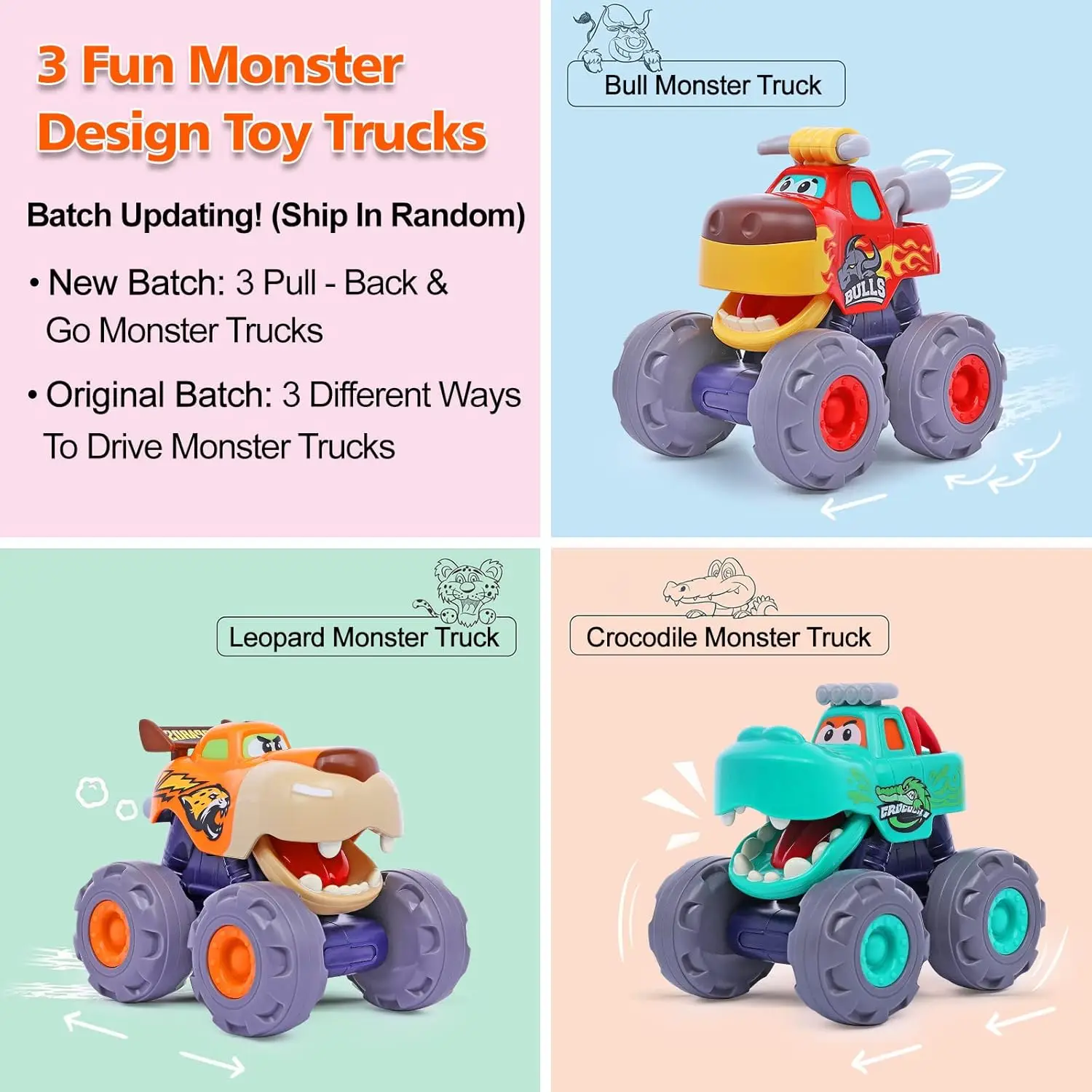 Cars for 1 Year Old Boy Gifts Monster Trucks Boys Toys for 1 2 3 Year Old Boys Girls Kids Toddler Car Toy Trucks Baby Boy Toys