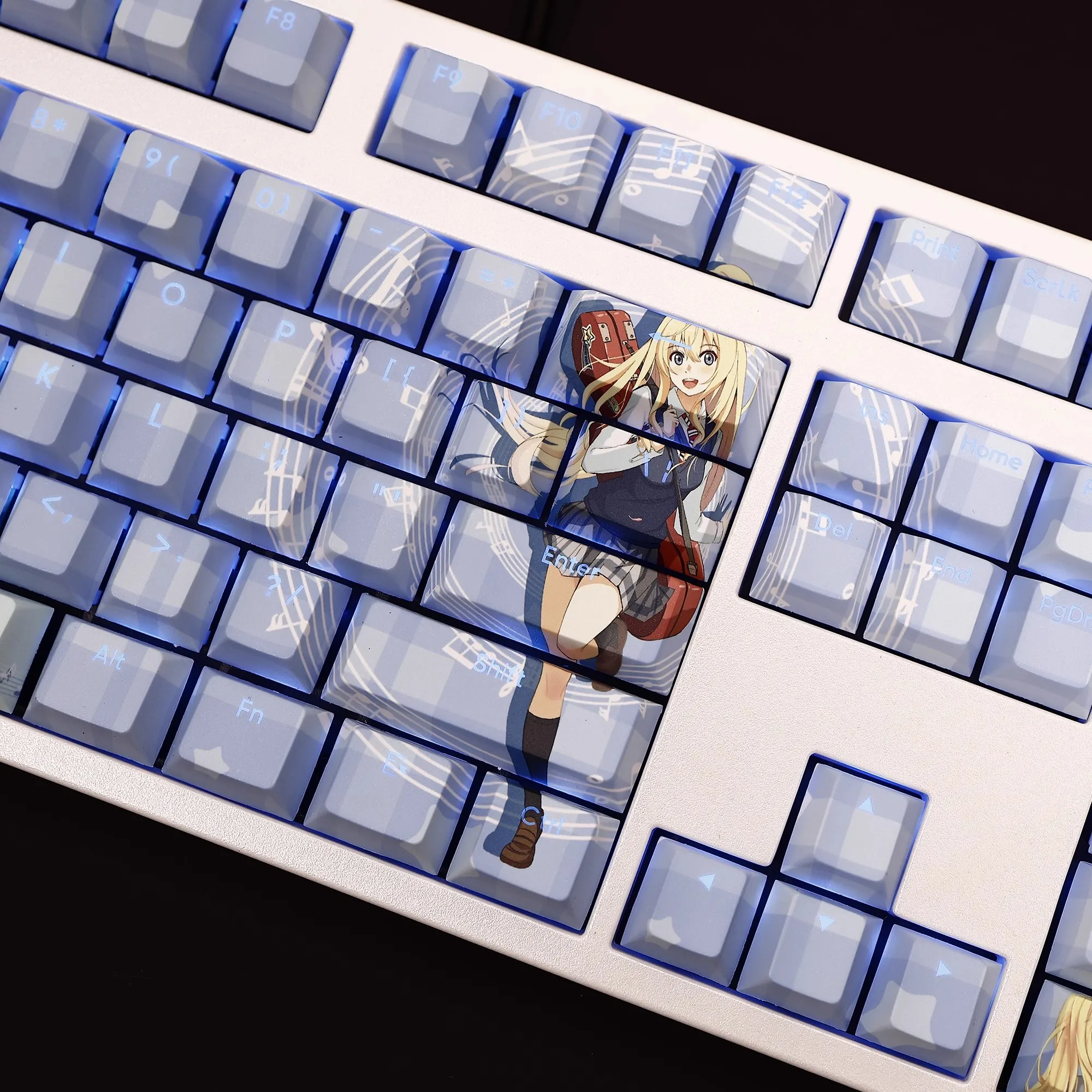 Imagem -04 - Desenhos Animados Anime Gaming Key Caps Keycap Pbt Backlit Seu Live em Abril Miyazono Kaori Ansi 61 87 104 108 Chaves Set