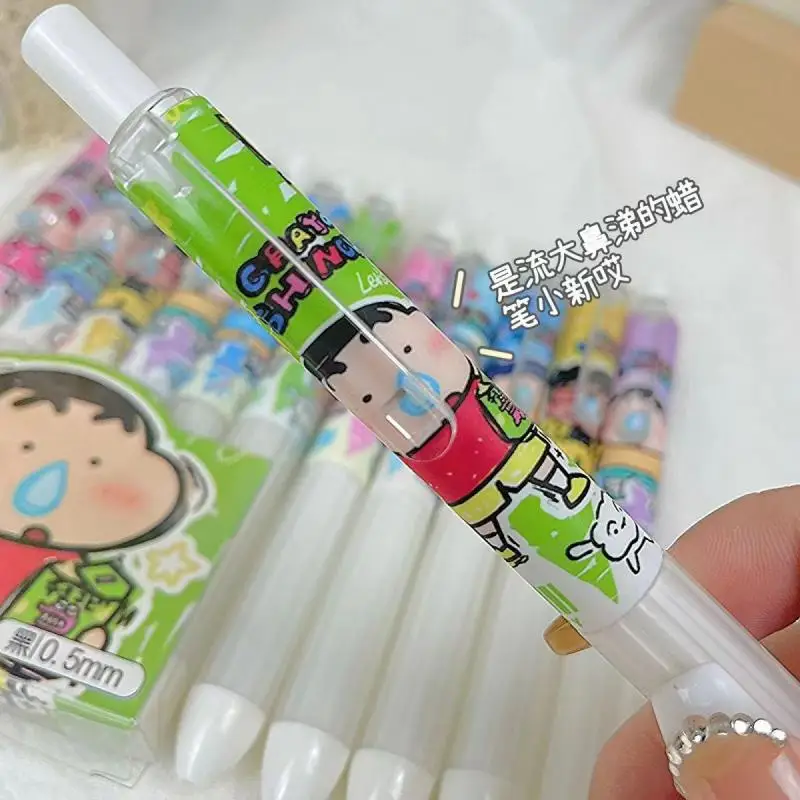 ปากกา/กล่องดินสอสีชินจัน pulpen GEL Hitam 0.5มม. ปากกาหมึกขาดลายเซ็นอุปกรณ์การเขียนของโรงเรียนอนิเมะเครื่องเขียนของขวัญสำหรับเด็ก