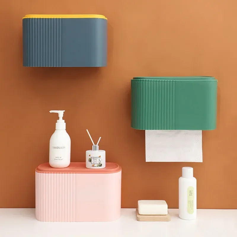 

Toilet Tissue Box Toilet Tissue Rack Wall Mounted Suction Box Hole Free Creative Waterproof Tissue Rack