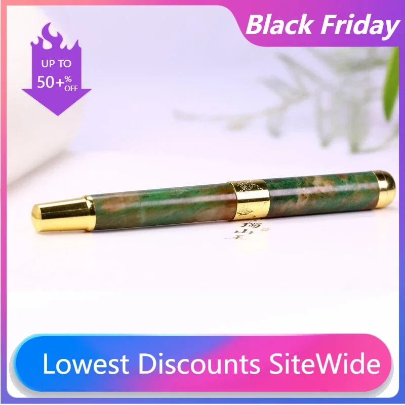 Dynasty Jade Fountain Pen Gold/Silver Blade F 0.5mm Nib Ink Pen Luxury Business Office Stationery School Teacher Fine Gifts