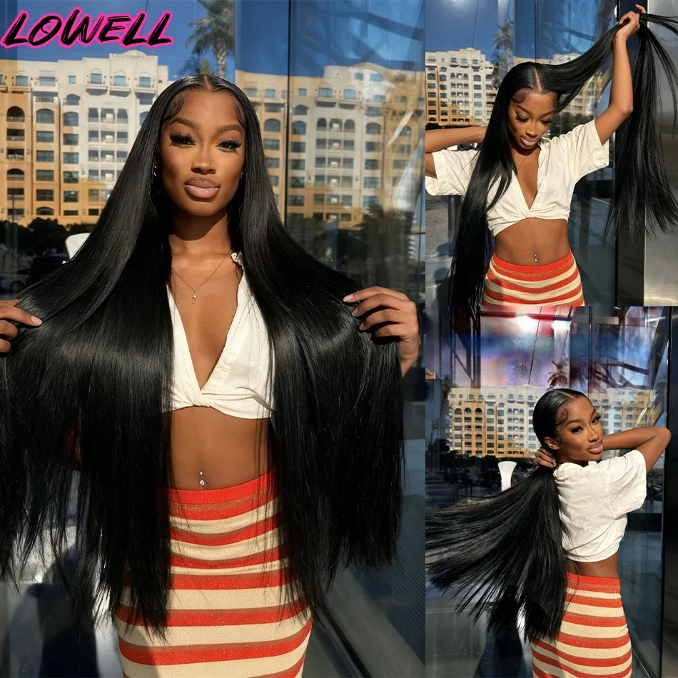 

40-дюймовый прямой бесклеевой парик 5x5, 100% человеческие волосы, предварительно выщипанные, бразильские, плотность 200, 13x6, кружевные фронтальные парики из человеческих волос для женщин