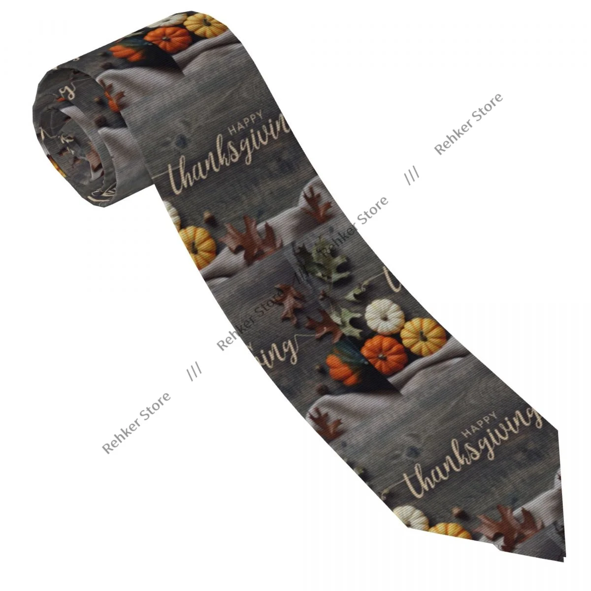 Mens Tie Classic Skinny Thanksgiving Pumpkins And Leaves Neckties Narrow Collar Slim Casual Tie Gift