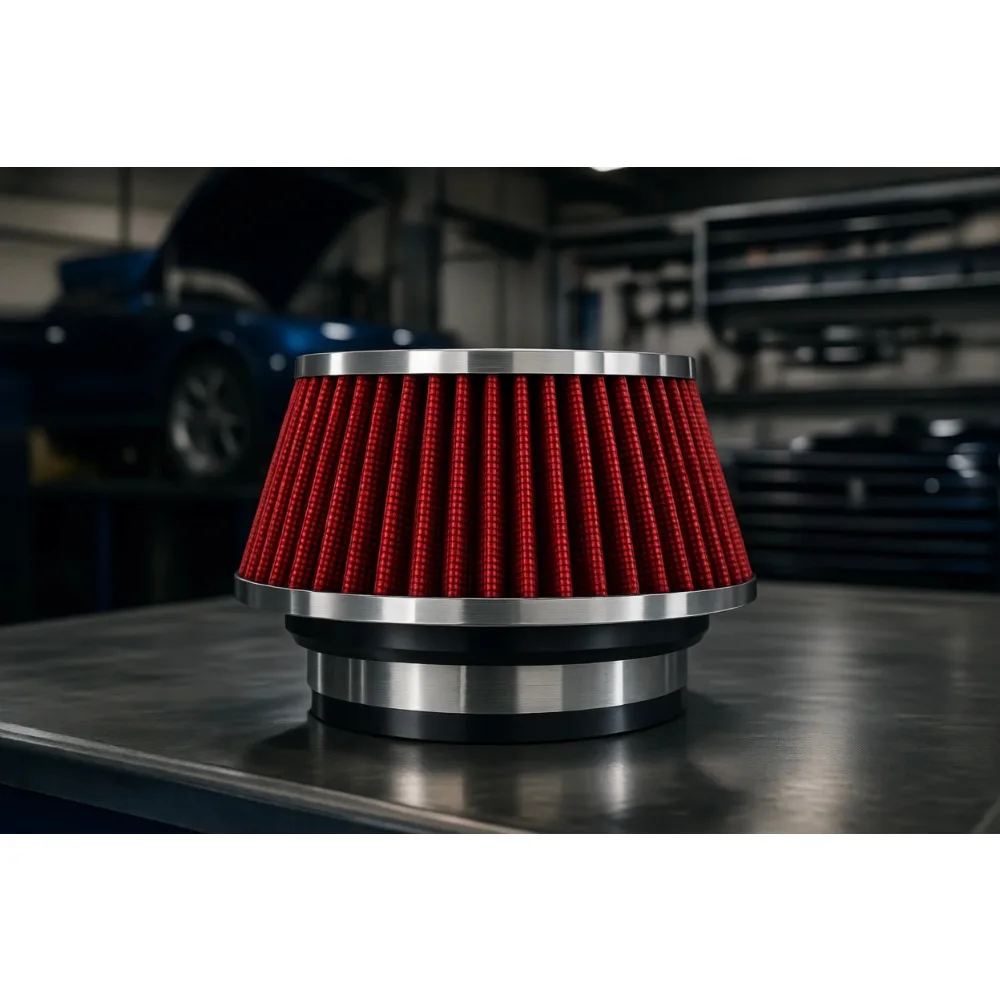 

Универсальный красный круглый конический моющийся воздушный фильтр с креплением на зажимах, фланец 3, 3.5, 4 дюйма, высота 2.6, основание 6 дюймов