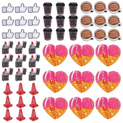 10PCS Love Heart Patch Cartoon Coffee Embroidery Patch Iron On Patches For Clothing Cartoon Patches On Clothes Jacket DIY Badges