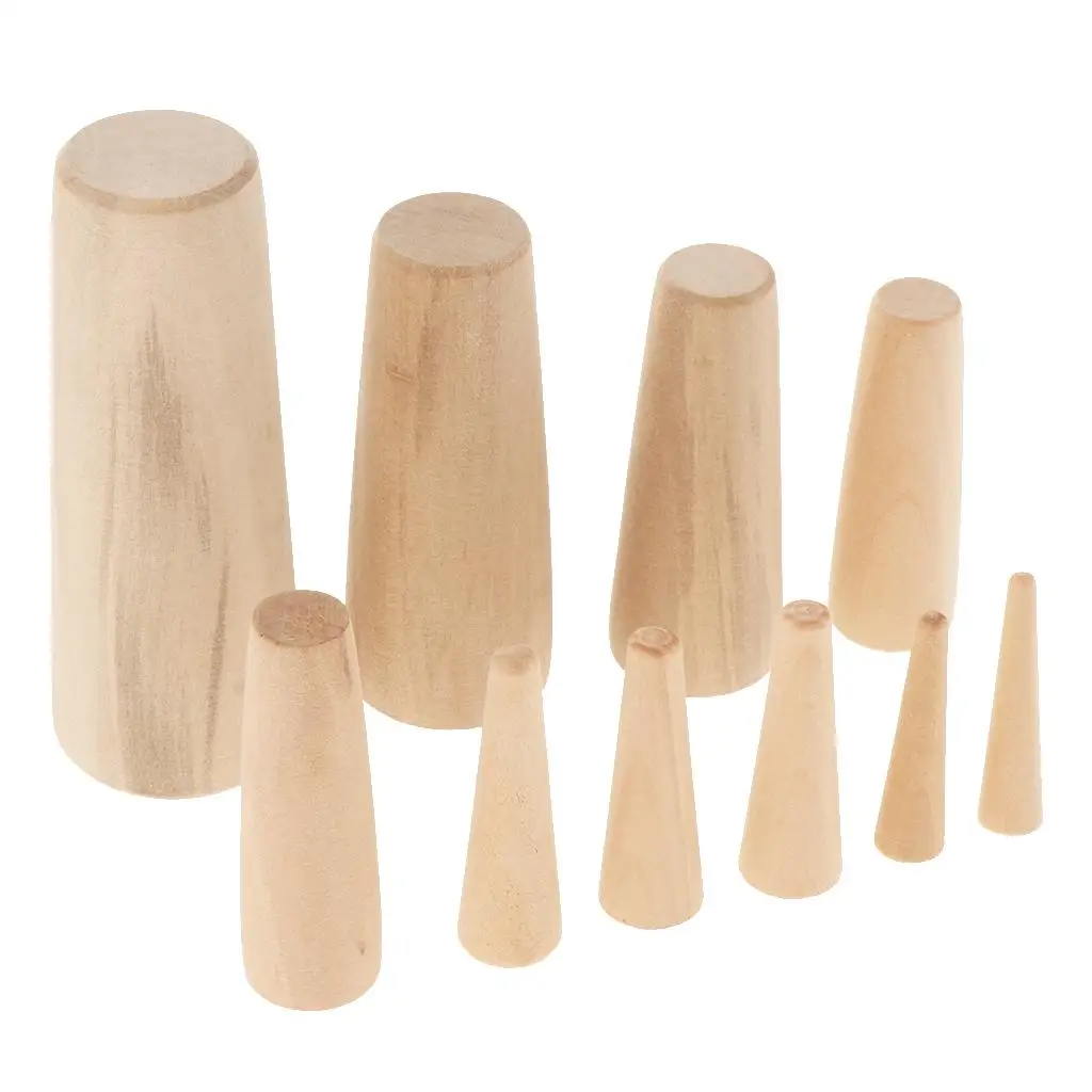 Juego de 10 Tapones Cónicos cónicos marinos a través del casco, Kit de tapones de madera blanda de emergencia, tapón de drenaje (madera)