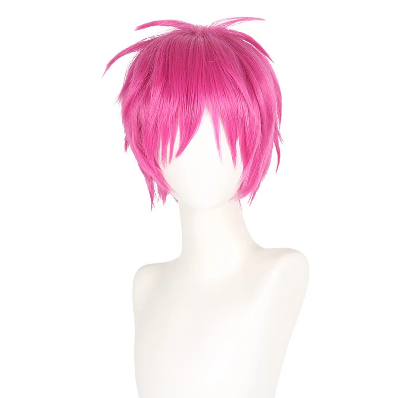 Saki Kusuos Katastrophen-Rollenspiel-Perücke – Saki Kusuo Cos rosa kurze Perücke