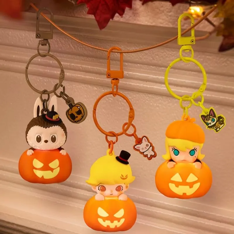 New Labubu Dimoo Molly Halloween Pumpkin Glowing Pendant Weird Carnival Series Cute Doll Model Halloween Gift Toys Kids