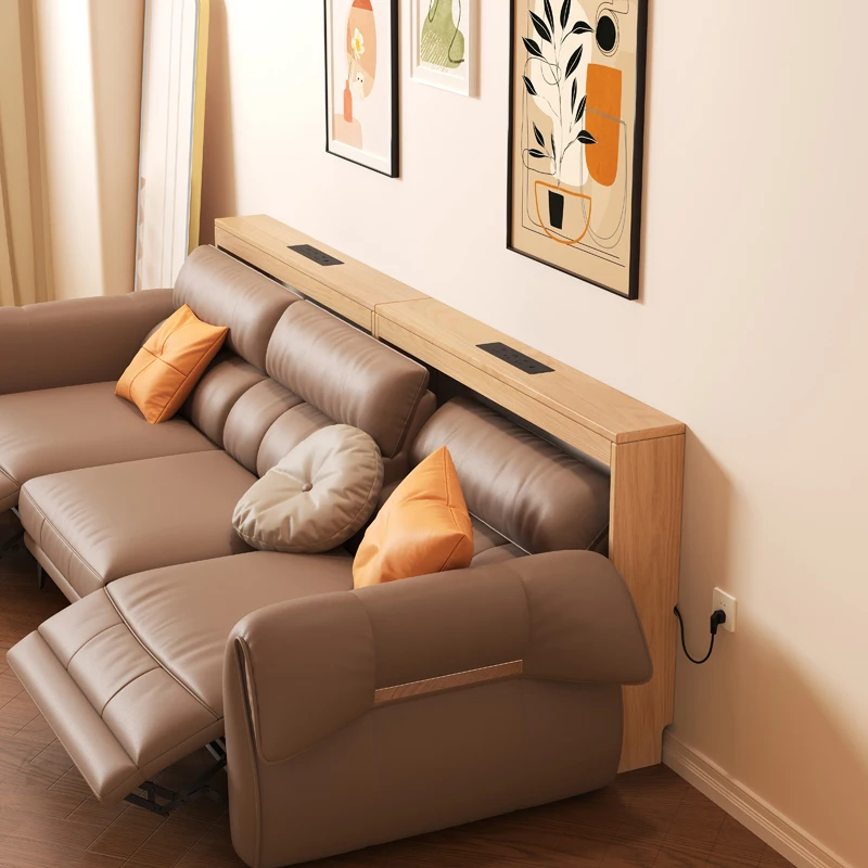 

Customized electric sofa, rear shelf against the wall, back crevice, long cabinet, solid wood, ultra-thin end of the bed, narrow