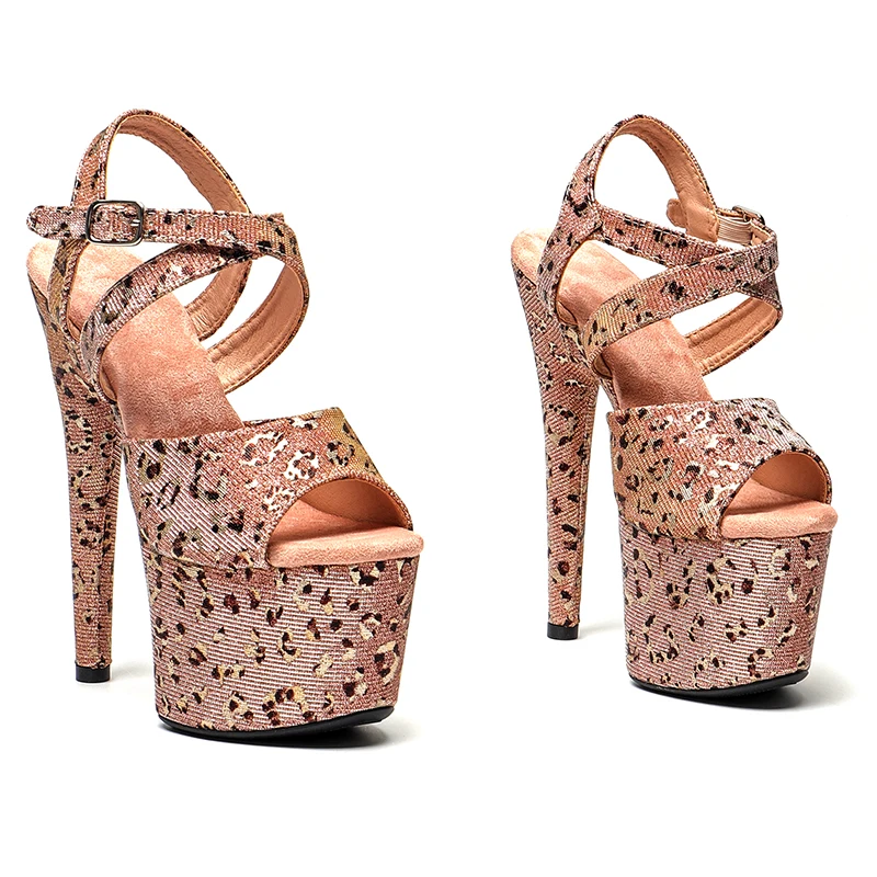 

Leecabe 17CM/7Inch Leopard Glitter Upper Women's Platform Sandals party High Heels Shoes Pole Dancing Shoes