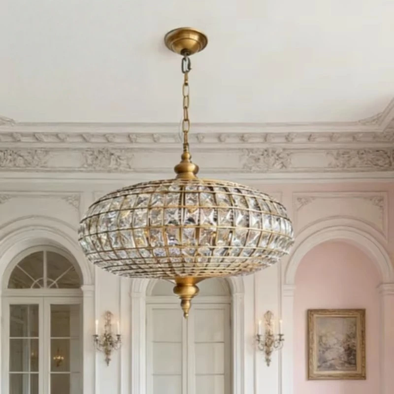 French Vintage Copper Chandelier Light For Living Room Bedroom Villa Dining Room Pendant Light Home Decoration Hanging Lamp
