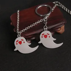 Genshin Impact Hu Tao Cute Ghost Keychain High Quality Metal Key Chain Collar Game Periphery Jewelry Gift For Fans Cosplay