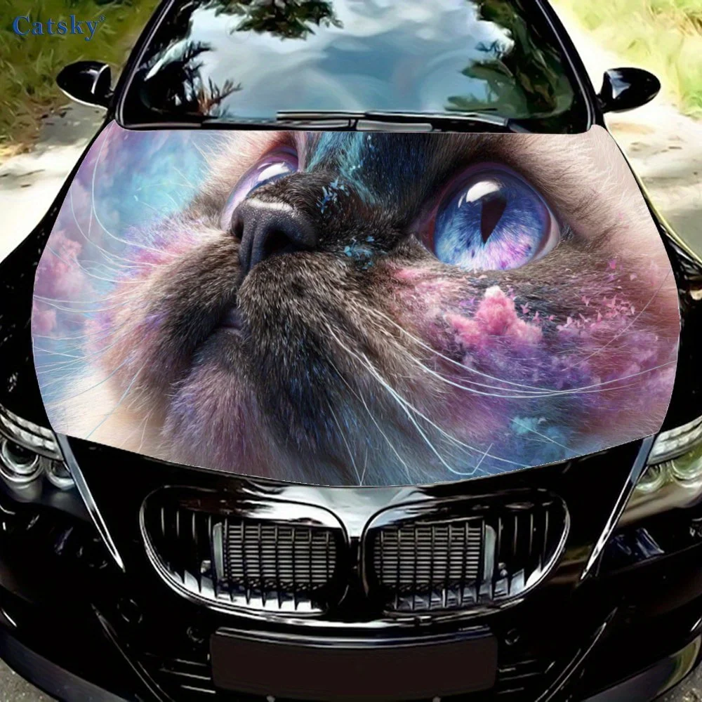 Beautiful Cat print,car hood stickers,PVC waterproof Self adhesive car hood sticker,car hood decoration protection stickers,Auto