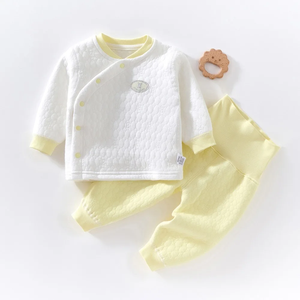 Autumn Winter Thermal Underwear Suit Baby Clothing Sets Boys Girls Pajama Sets Baby Sleepwear 2-pce Set of High Waisted Pants