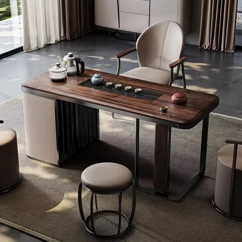 YY   North American black walnut tea table household small tea table new Chinese high-end solid wood small tea table and chair