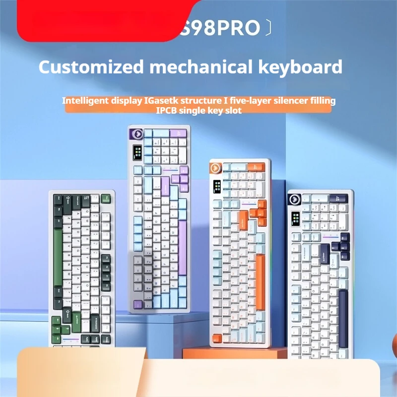 S98pro Wireless Low delay stable property Customized Mechanical Keyboard Bluetooth Computer Game E-Sports Notebook Universal