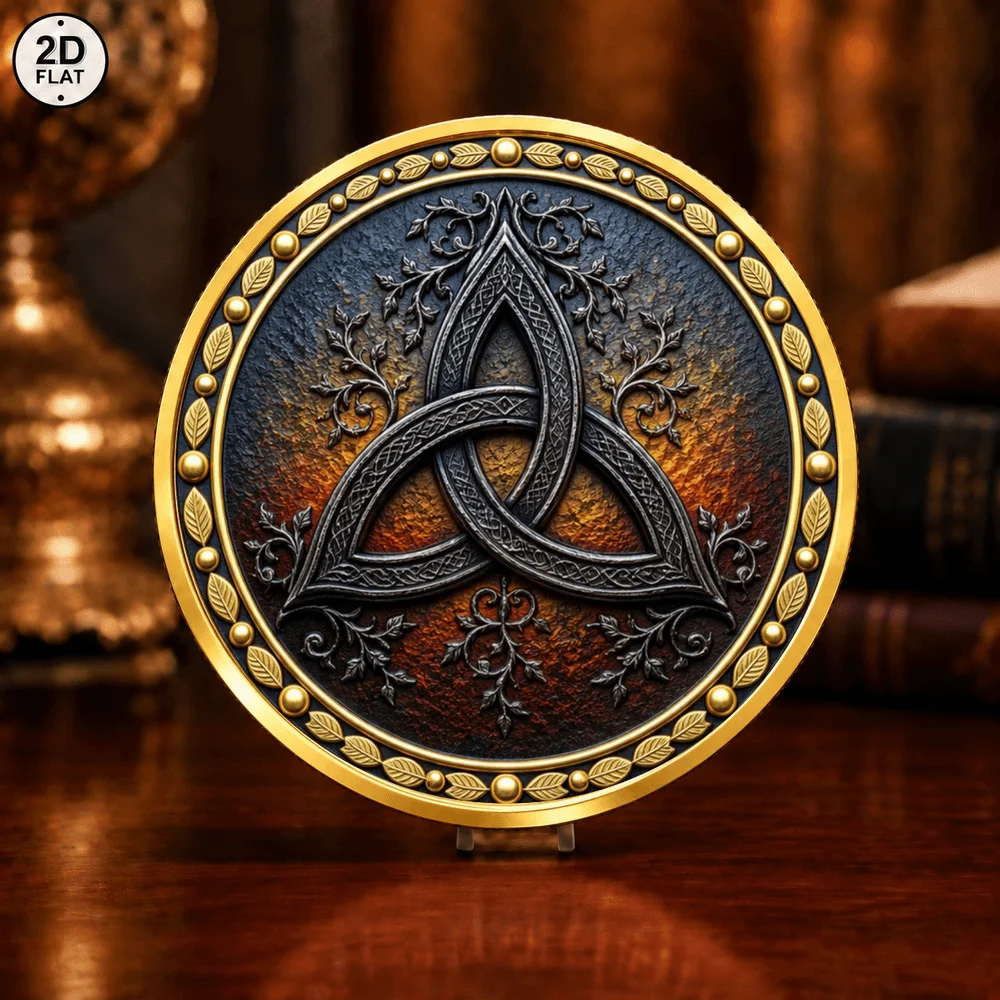 1pc Viking Raven & Triquetra Knot Commemorative Coin Celtic Nordic Mythology 2D Print Metal Challenge Coin Gifts for Viking Fans