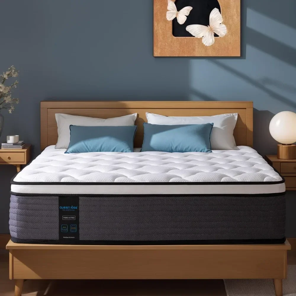 

Queen Mattress, 12 Inch Hybrid Mattress in A Box, Gel Memory Foam & Individually Pocket Innerspring Hybrid Bed, Mattress