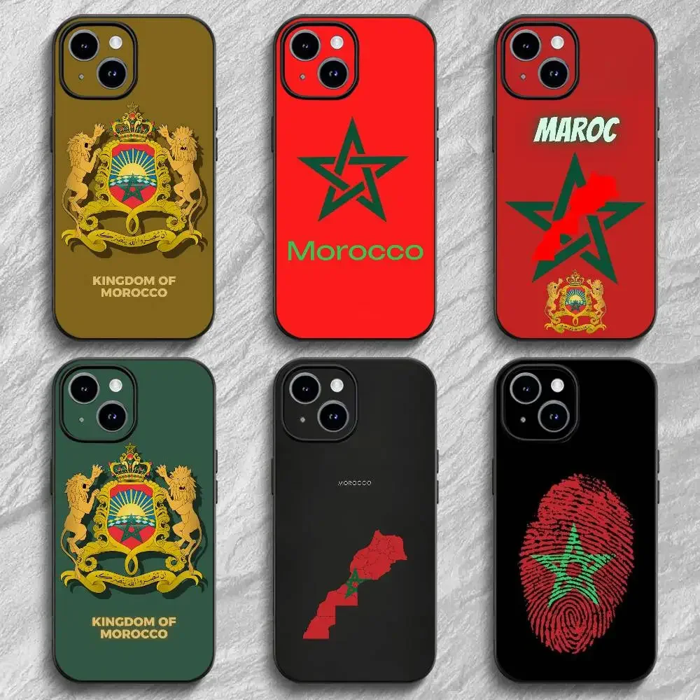 

Moroccan Passport Map Phone Case For iPhone 17 16 15 11 12 14 13 Pro Max Mini X XS XR 7 Plus 16E Air Shockproof Silicone Cover