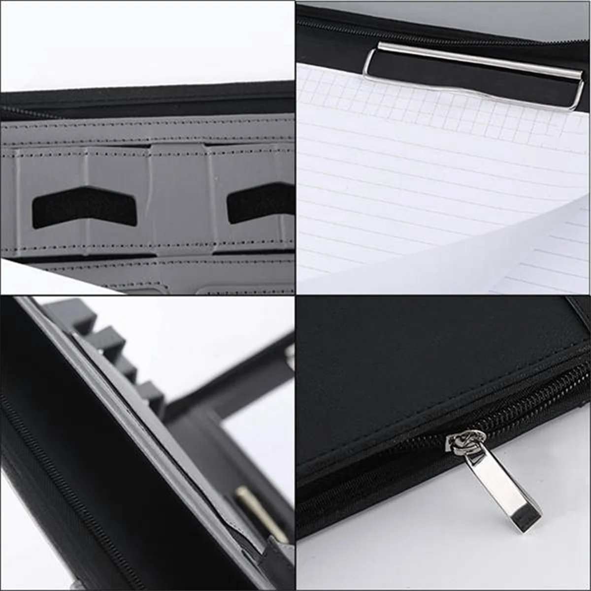 AA98 Portable Business Padfolio Portfolio Case Contract File Folder A4 Conference Folder PU Leather Portfolio Folder