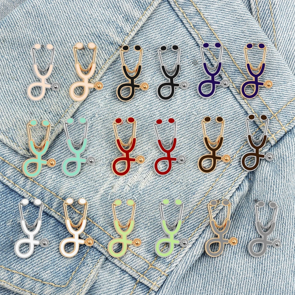 Colorful Mini Stethoscope Brooch Creative Bag Lapel Pin Enamel Badge for Doctors Nurses Medical Student Graduation Gifts Jewelry