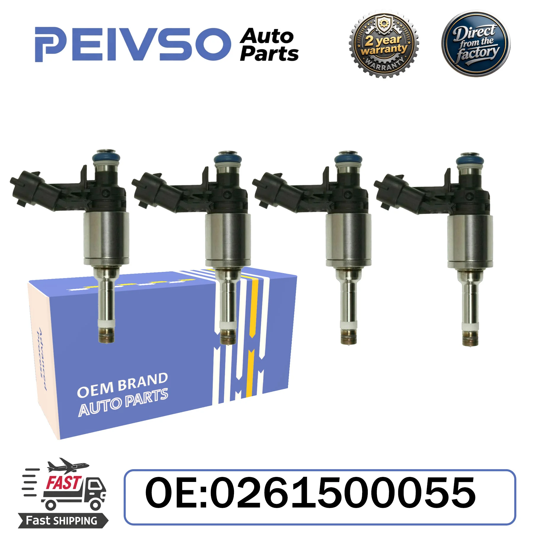 PEIVSO 4pcs 0261500055 GDI High-Pressure Fuel Injector For CHEVROLET PONTIAC COBALT HHR SOLSTICE 2.0L L4 Turbocharged