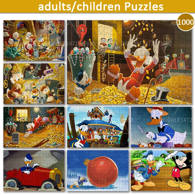 

Puzzle Toys Disney 1000 Piece Jigsaw Puzzle Wooden Children Educational Toys Mickey Minnie Cartoon Poster Print Clear Gift