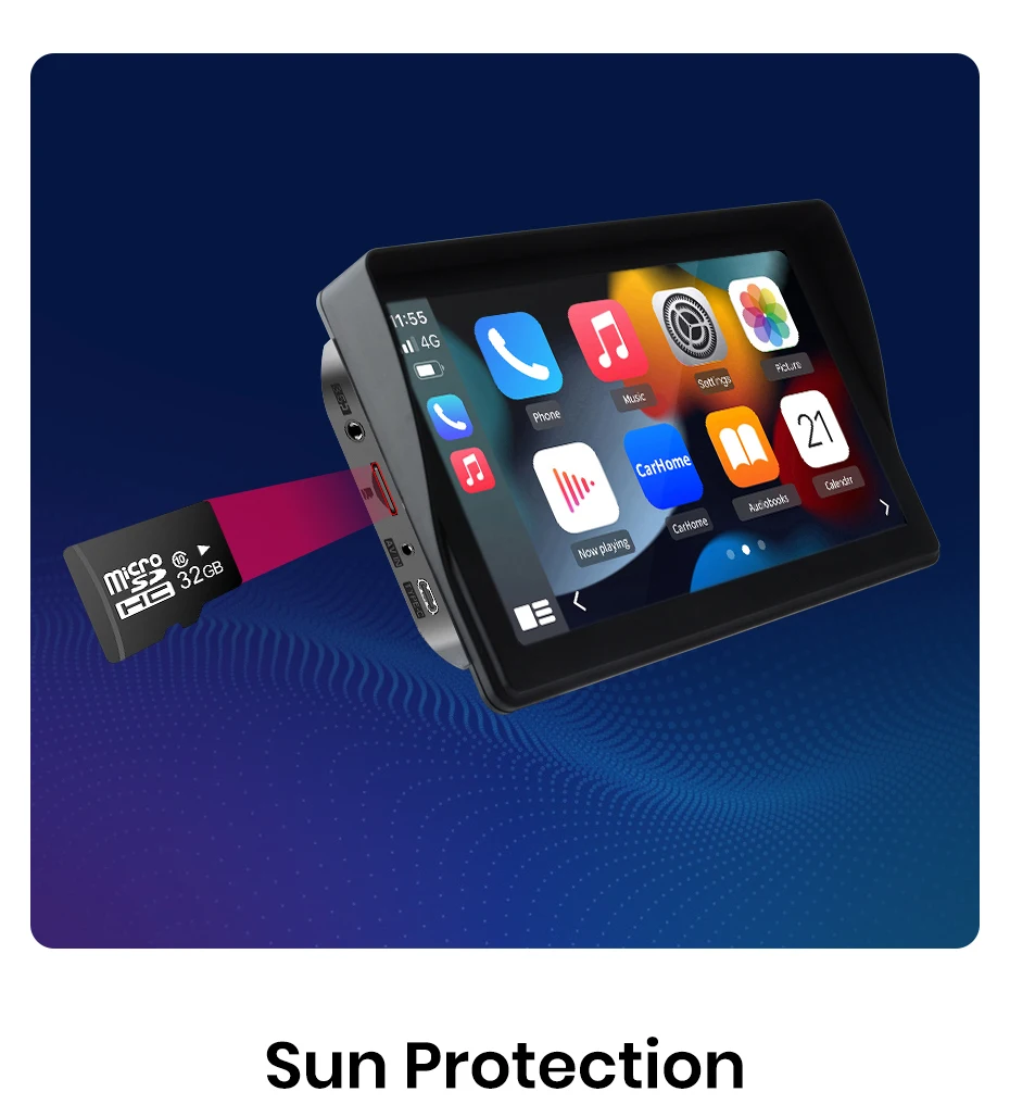 Junsun 7-Zoll tragbarer Touchscreen Carplay für Apple Android Auto Auto Stereo Radio Multimedia Video Player Bluetooth FM AUX GPS – Detail 12