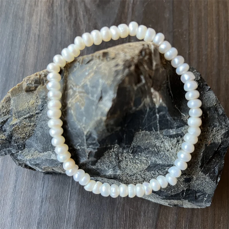 3-4*5MM Baroque Pearl Bracelet Original Reiki Beads Men Women Natural Stone Blood Circulation Stimulate Enthusiasm Health Care