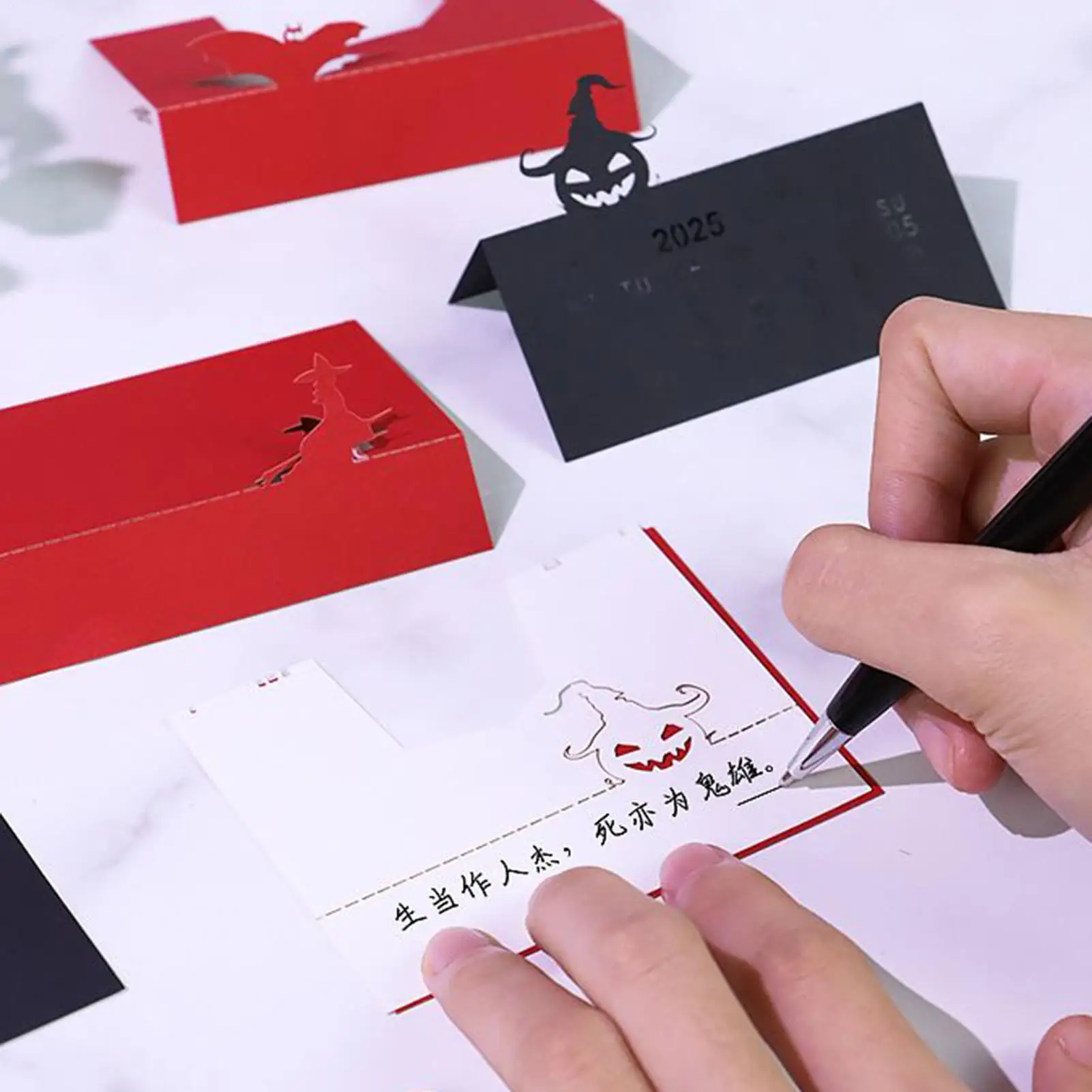 

Time Piece Calendar 2026 3D Memo Pad Tear-Away Halloween Skull Planning Calendar Halloween Tabletop Ornament For Marked Holidays