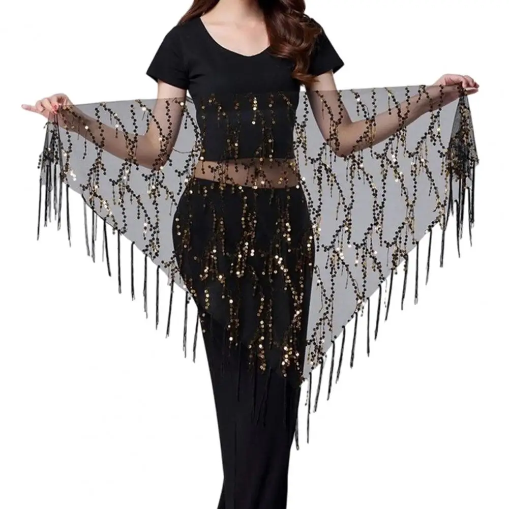 Belly Dance Hip Scarf Performance Dance Accessory Colorful Women's Belly Dancing Belt with Tassels Sequins Hip Scarf for Stage