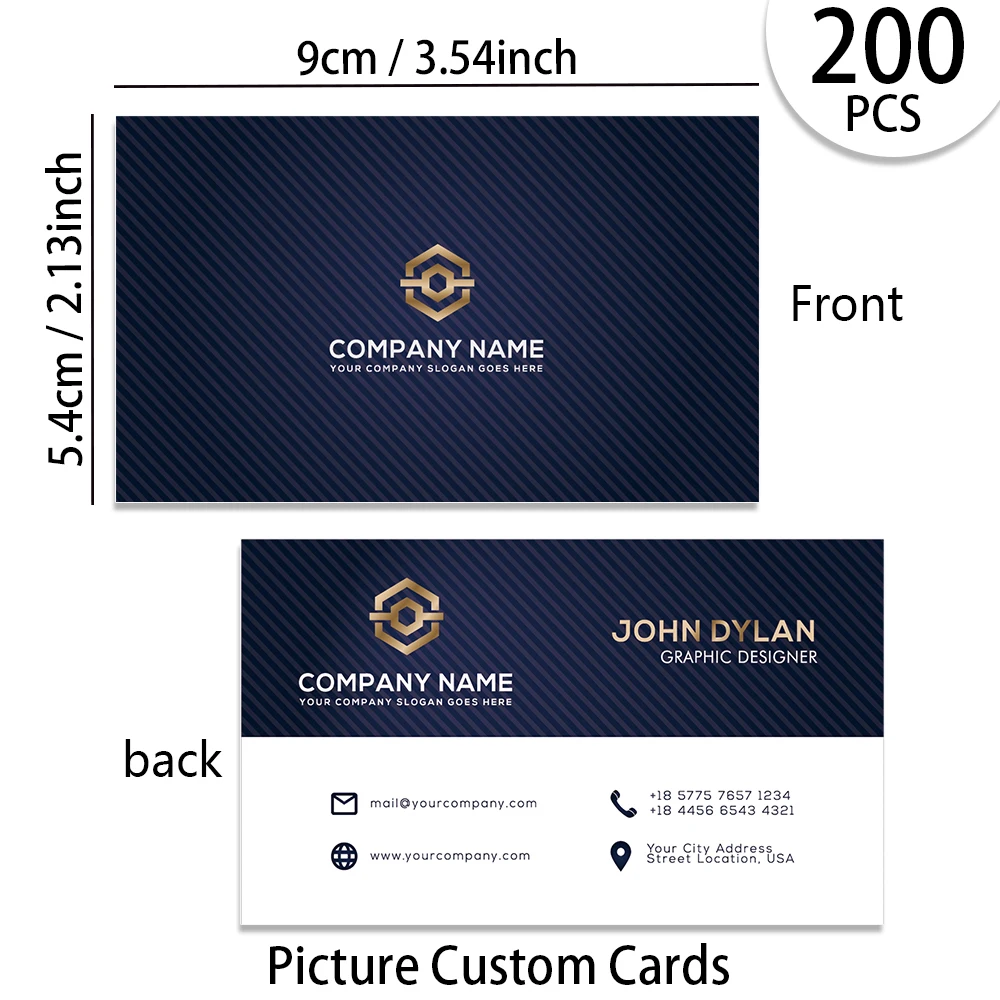200pcs, Custom Business Cards/Cards, Desktop Business Cards, Thank You Cards, Waterproof Surface